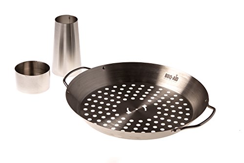 BBQ-Aid Beer Can Chicken Roaster & Cooker - Easy To Use, Great Taste - with Vertical Holder Rack and Vegetable Wok/Grill Basket, Stainless Steel Construction