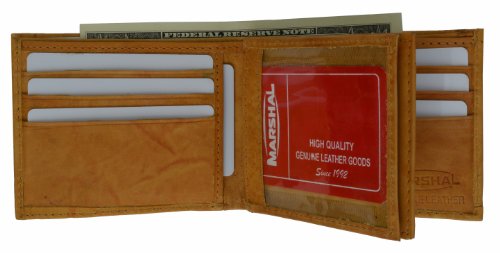 Marshal Men's Genuine Leather Multi Pocket Wallet (Tan)