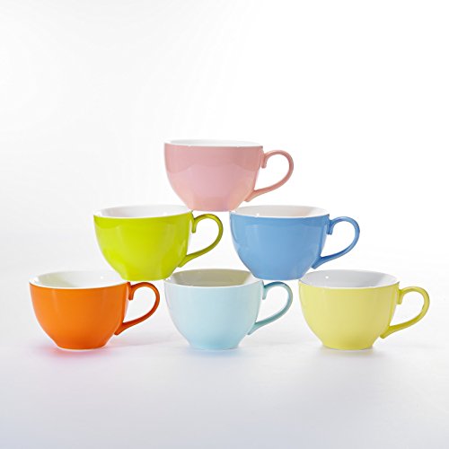 Panbado 6-Piece 5" 13.5 oz Porcelain Glazed Coffee Mugs Tea Cups of 6 Colors