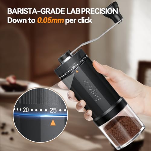 World's First 60g Large Capacity Manual Coffee Grinder, Portable Hand Coffee Bean Mill with 40 Adjustable Settings, Ceramic Conical Burr Grinder for Espresso, Pour Over, Camping, Travel, Gift, etc