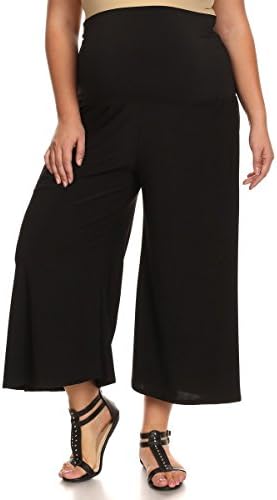 PB COUTURE Womens Plus Size Gaucho Maternity Capri Pants Culotte Black 1X