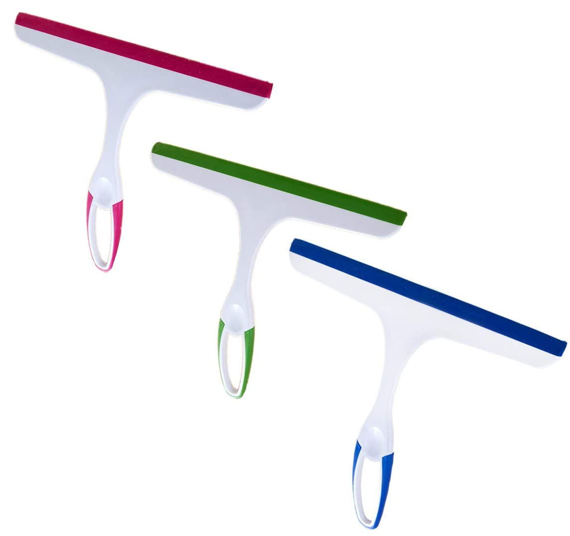 Window Squeegees,3 PCS Shower Squeegees Rubber Squeegee Shower Screen Wiper Handheld Squeegee Cleaner Window Cleaning Equipment Tool for Mirror Bathroom Window Floor Glass