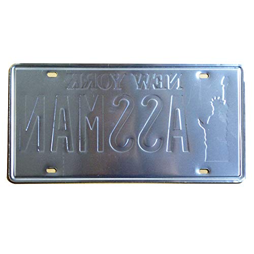 Embossed Vintage Prop Number Tag, Assman, Vanity License Plate, Seinfeld | Cosmo Kramer, 6x12 Inch