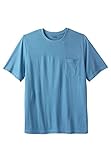 KingSize Men's Big & Tall Shrink-Less Pocket Crewneck Tee, Heather Atlantic