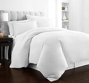 Image of Beckham Hotel Collection Luxury Soft Brushed 2100 Series Microfiber Duvet Cover Set - Hypoallergenic - Full/Queen - White