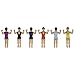 Drinking Buddies Wrestling Buddies Themed Reuseable Glass Drink Markers, 4 Wrestlers, White,Dark Purple,Red,Yellow and Black