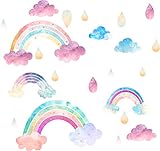 Easma Rainbow Wall Decals Cloud Wall Decals Watercolor Raindrop Wall Stickers Peel&Stick Wall Sticker Kids Decals for Walls