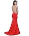 Miss ord Women's O Neck Long Sleeve Bodycon Maxi Dress for Prom Red