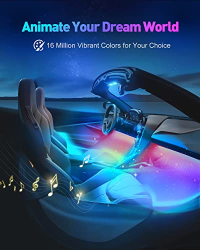 LED Lights for Car, NOVSIGHT Interior Car Lights 72 LED 16 Million Colors with APP and Remote Control Music Sync Color Change RGB, LED Lighting Kits with Car Charger, Car Decor Accessories DC 12V
