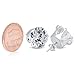 Men's Sterling Silver Round Cut Clear Simulated Diamond 12mm Large CZ Stud Earrings + Cleaning Cloth