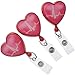 Specialist ID - 3 Pack - Heart Shaped EKG Badge Reels - Retractable Cardiac Badge Reel with Alligator Swivel Card Clip for Nurses, Cardiology and More (Red)