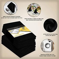 Utopia Kitchen Black Cloth Napkins [12 Pack, 18x18