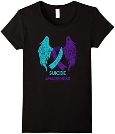 Womens Suicide Awareness Shirt Wings and Ribbon Suicide Prevention XL Black