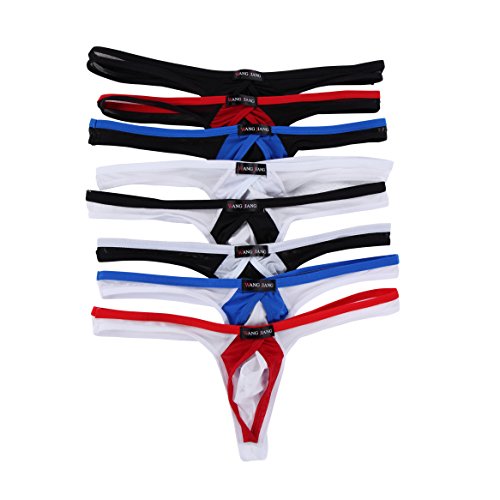 SILKWOLD Men's Ice Silk Thong Sexy Underwear Pack of 8 US Small