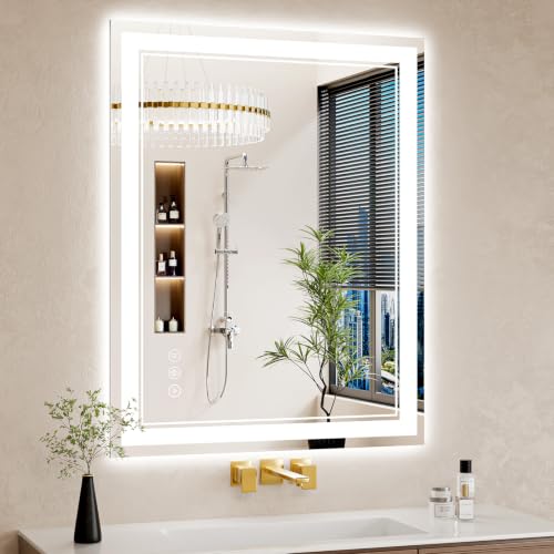 WISSMIELS 30"x38" LED Bathroom Mirror Lights Anti-fog