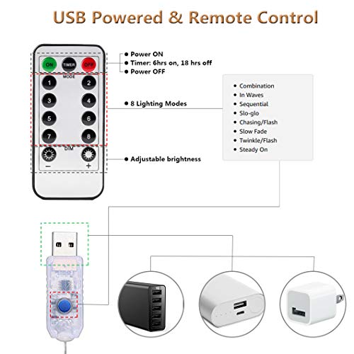 300 LED Curtain String Lights, 9.8ft x 9.8ft USB Powered Fairy Twinkle Lights for Wedding Party Home Garden Bedroom Outdoor Indoor Wall Christmas Decoration - Warmwhite