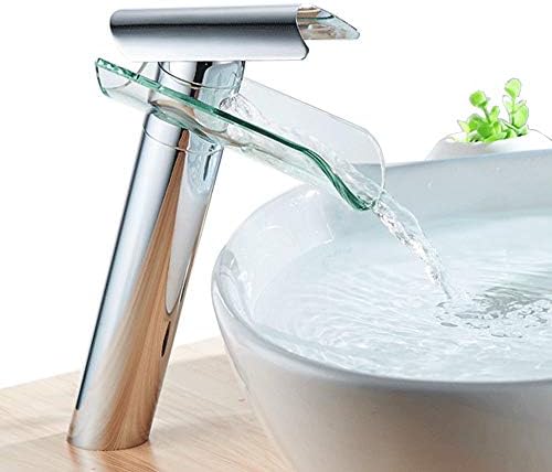 Modern Bathroom Sink Faucet Brushed Nickel Glass Spout,Controllable Temperature