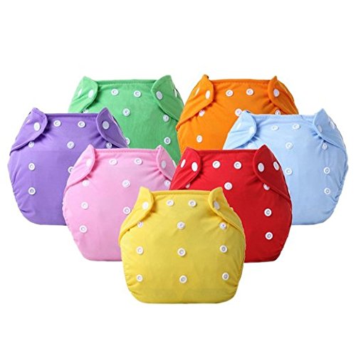 7Pcs Reusable Washable Adjustable Baby Soft Cloth Diaper Nappy Toddler Dry Tender Care