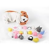 HAHAone Mini Mochi Squishies, 20 Pcs Squishy Toys,Free Kawaii Dog Carrying Bag.Mini Cute Animals Squeeze Funny Toy,Cat Panda Unicorn,Soft Stress and Anxiety Relief Toy for Kids/Adults