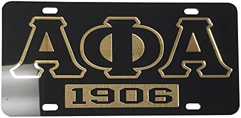 Alpha Phi Alpha License Plate Car Tag - Black Back, Letter Outlined, Year (#7305)