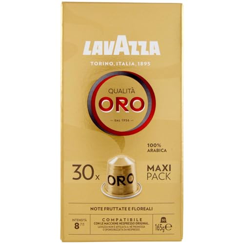 , Qualità Oro, 30 capsules en aluminium compatibles avec machines Nespresso, notes fruitées et florales, 100 % arabica, intensité 8/13, torréfaction légère