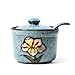 DoDola Ceramics Retro Flower Sugar Bowl with Lid and Spoon 5.5 Ounces Green