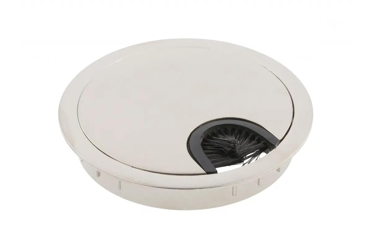 80MM METAL DESK CABLE TIDY OUTLET GROMMET INSERT (Satin)