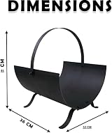 Unibos Oval Log Holder Firewood Rack Steel Indoor Outdoor Black view 6