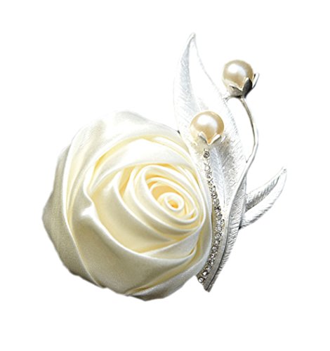 Jackcsale Boutonniere Bridegroom Groom Men's Boutonniere Boutineer with Pin for Wedding, Prom, Homecoming Creamy Pack of 4