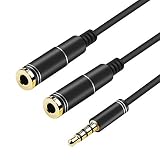 Headphone Splitter, Archeer 4 Poles 3.5mm Y Splitter Stereo Audio Cable 3.5mm Male to 2 Female for Earphone, Headset Splitter Adapter Extension Aux Cable, Compatible iPhone, Tablets, MP3 Player - 0.5M
