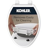 KOHLER 4636-RL-0 Cachet ReadyLatch Elongated Toilet Seat Slow Close, Soft Close Toilet Seat Quiet Lid, Contoured Grip-Tight B