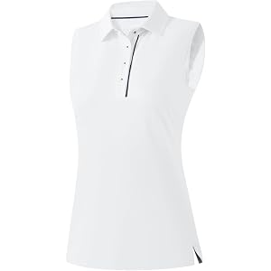 M MAELREG Women's Golf Polo Shirts Sleeveless 4 Buttons with Collar Tennis Tops Pickleball Shirts UV Protection Quick Dry