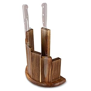 QUINTESSIO Magnetische Messenblok zonder Messen – Halfronde Magnetische Houten Messenhouder – XL-Messenplank met Extra…