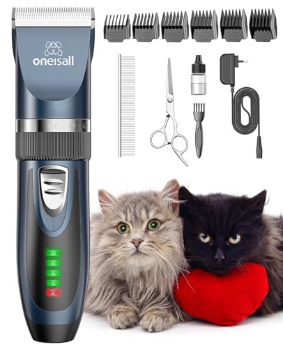 oneisall Cat Grooming Clippers for Matted Hair, 2-Speed Cat Grooming Kit Cordless Low Noise Pet Hair Clipper Trimmer for Dogs Cats Animals (Blue)