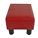 HOMCOM Ottoman Foot Rest, Small Foot Stool with Faux Leather Upholstery, Rectangular Ottoman Footrest with Padded Foam Seat and Plastic Legs, Red