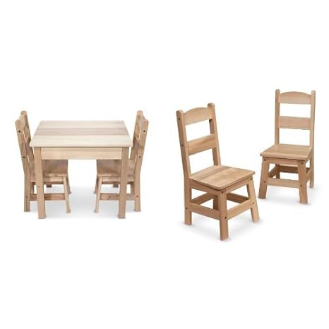 Amazon Com Melissa Doug Wooden Table And 4 Chairs Bundle