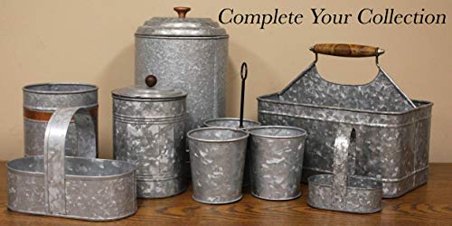 Galvanized Metal Caddy Plus Matching Salt and Pepper Shaker Farmhouse Rustic Carry-All Picnic Kitchen Utensil Organizer Condiment Holder by Well Pack Box - Thumbnail 7