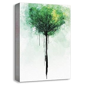 Canvas Wall Art Abstract Tree Painting Artwork for Home Prints Framed - 12x18 inches