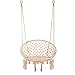 Karriw Hammock Chair Macrame Swing,Cotton Hanging Macrame Hammock Swing Chair Ideal for Indoor, Outdoor, Home,Bedroom, Patio, Deck, Yard, Garden (Beige)