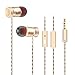 AOKII Wired in-Ear Earbud Headphones with Mic & Remote Control,Comfortable Earphones Compatible for iPhone,Android (Gold)