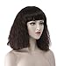 eNilecor Women Short Bob Fluffy Hair Full Wigs with Bangs Heat Resistant Kinky Straight Custom Cosplay Party Wigs (Dark Brown)