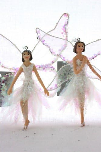 ACHARACTERSHOP Gisela Graham - 2 x Flower Fairy Hanging Iridescent Christmas Tree Decorations