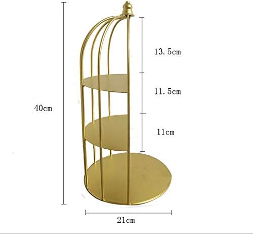 JIGUANG Shelf Shelves Metal White Jewelry Stand Fruit Basket Cake Stand Cupcake Tray Birdcage Birthday Cake Tools Home Decoration Dessert Table Shelf (Color : Gold)
