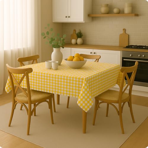 Toalha de Mesa Xadrez Retangular Ideal para Casa Apartamento Airbnb 1m x 1,50 (AMARELO)