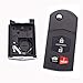 WBOY 4 Button Remote Key Flip Replacement Uncut Blade Shell Fob Case Compatible With Mazda 3 5 6 RX8 CX7 CX9 No Chips