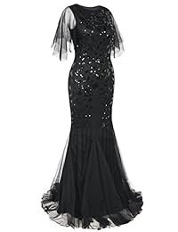 PrettyGuide Vestido de noche de los años 20 con lentejuelas y dobladillo de sirena