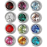 Studex Surgical Steel 4mm Regular Size Ear piercing Earrings studs 12 pair Mixed Colors White Metal