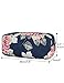 Leaper Floral Pen Pencil Case Coin Purse Pouch Cosmetic Makeup Bag Dark Blue