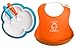 Baby Feeding Set - Orange Soft Bib, Turquoise Plate, Orange Spoon and Turquoise Fork