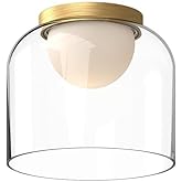 Kuzco Lighting FM52508-BG/CL Cedar Flush Mount LED, Brushed Gold/Clear Glass